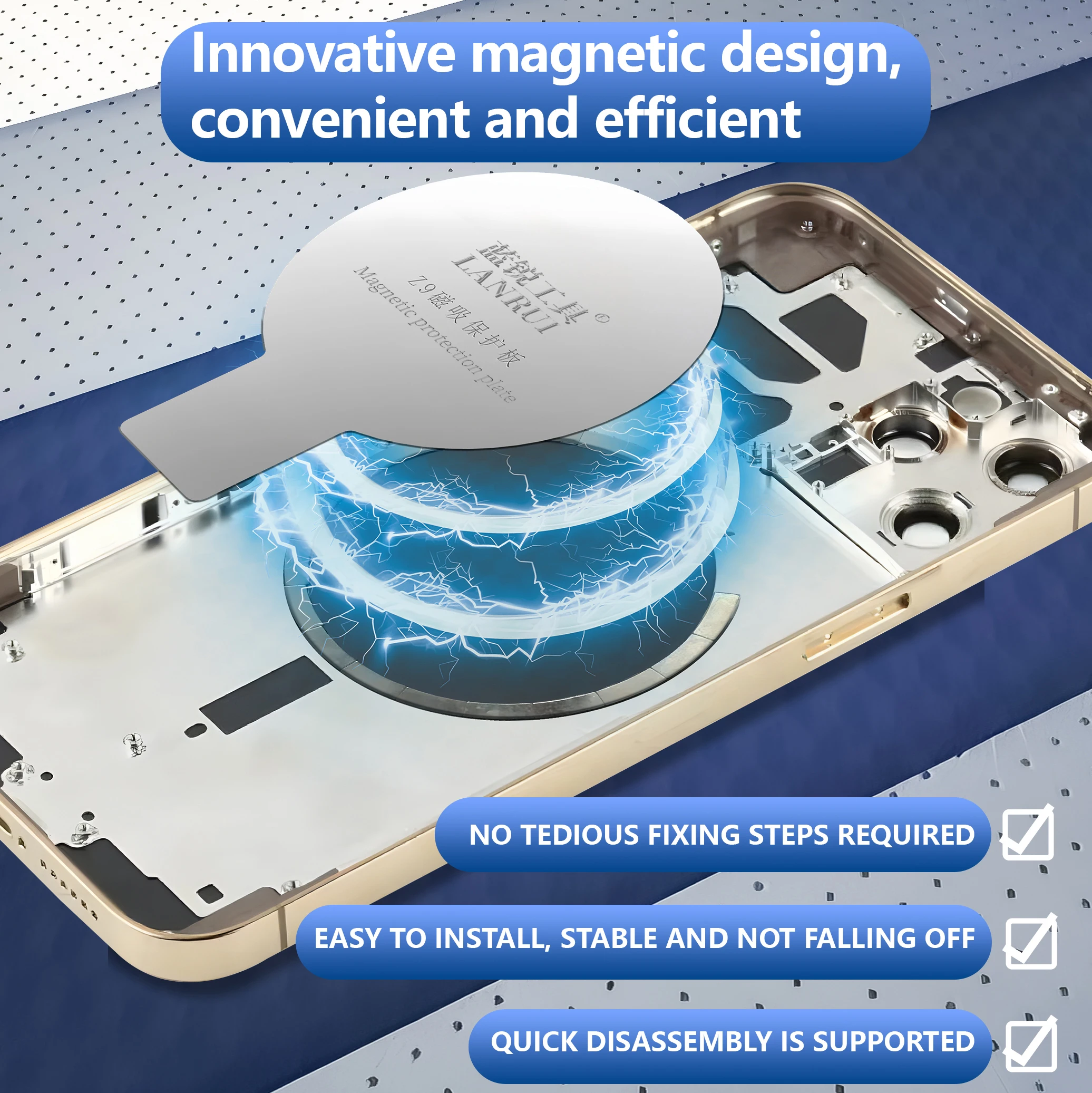 Lanrui z9/z9s Universal Rear Glass Magnetic Protection Plate for IP11-17 Series Protection For Wireless Charging Magnets