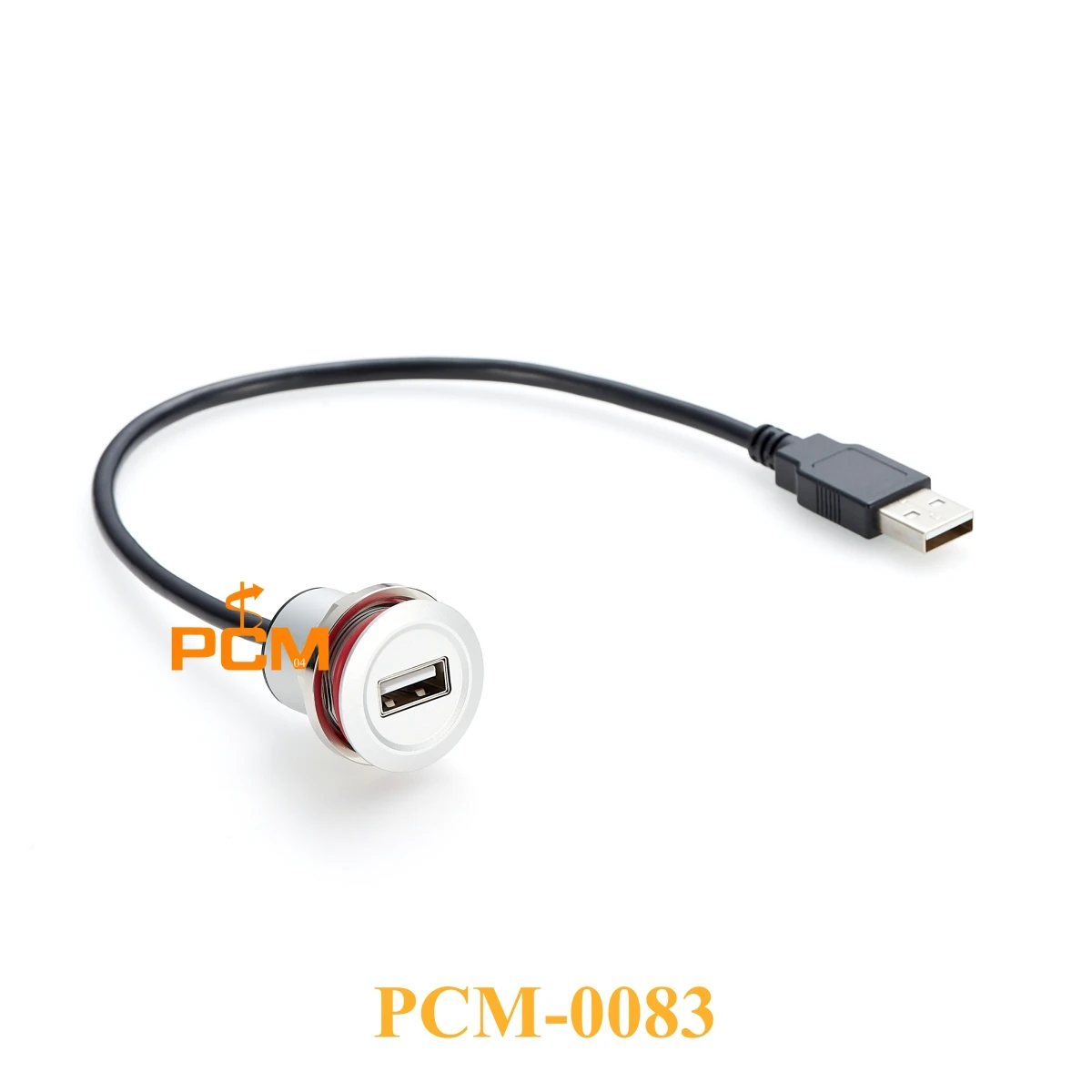 USB2.0 USB-A female to male cable Aluminum round panel mount cable,front mount,rear locking,for car chassis