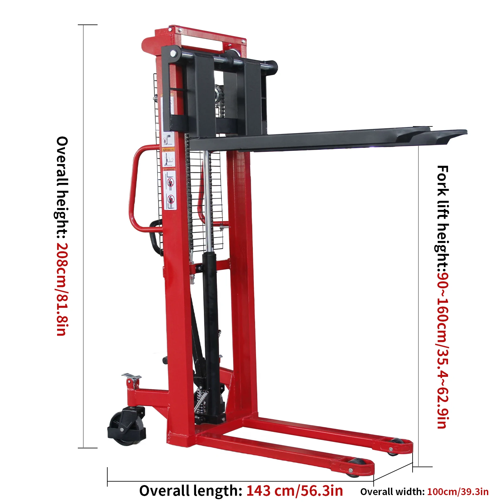 Stakcer palet Forklift Manual, pengangkat Platform hidrolik, pembawa truk angkat bahan tangan 3300lbs dengan garpu yang dapat disesuaikan