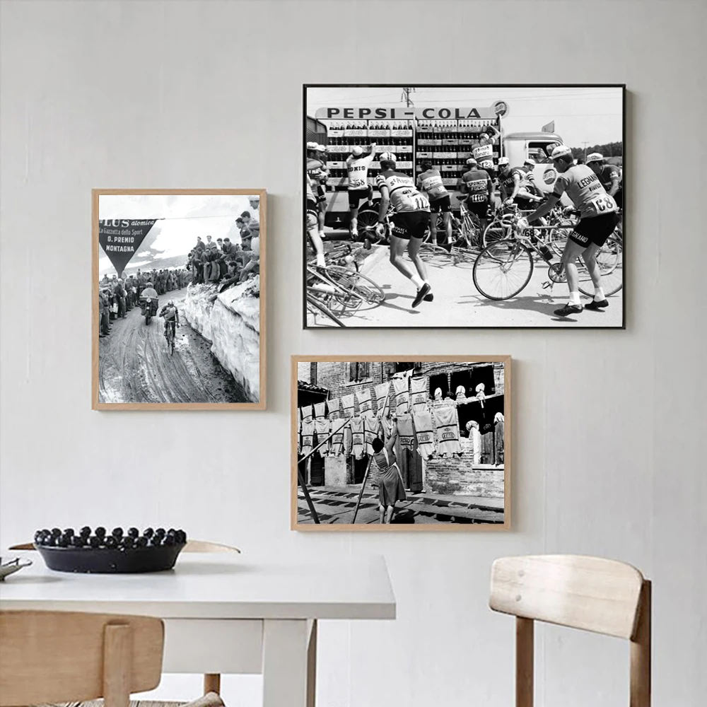 Cycling Print Vintage Giro d'Italia 1960 Gavia Pass Photography Poster Gift for Cyclist Bike Decor Bicycle Art Canvas Painting