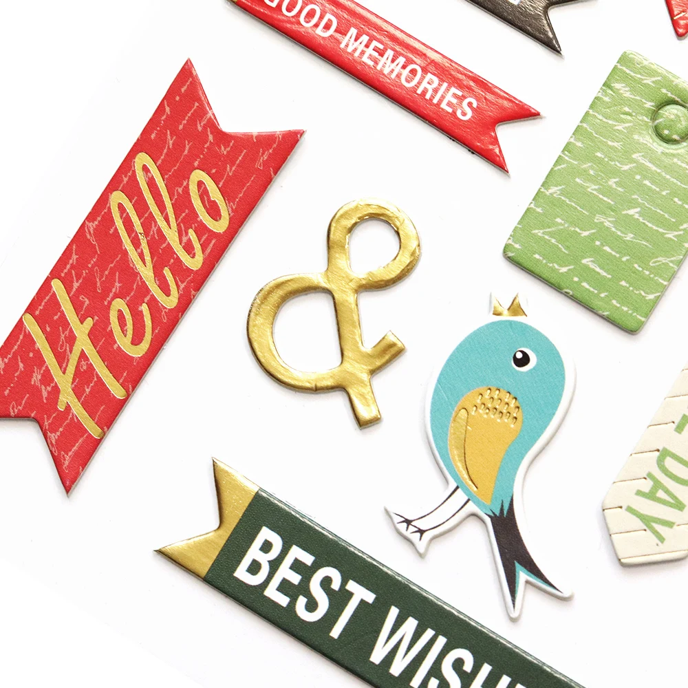 Kreativer Pfad Goldfolie Runder Kranz Scrapbooking Deko-Aufkleber Naturgefühl Frühlingsvögel Chipboard-Papieraufkleber für Journaling – Detail 7