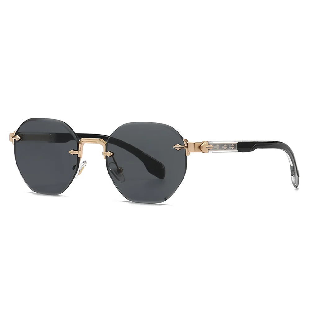 2026 Luxury Rimless Octagonal polygon Sunglasses Men Women Fashion Arrow Design Vintage Sun Glasses Driving Shades De Sol UV400