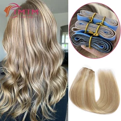 Tape In Hair Weft Extensions Cuticle Aligned Virgin Human Hair Invisible Adhesive Skin Hair European Straight 25g/pc 40cm Width