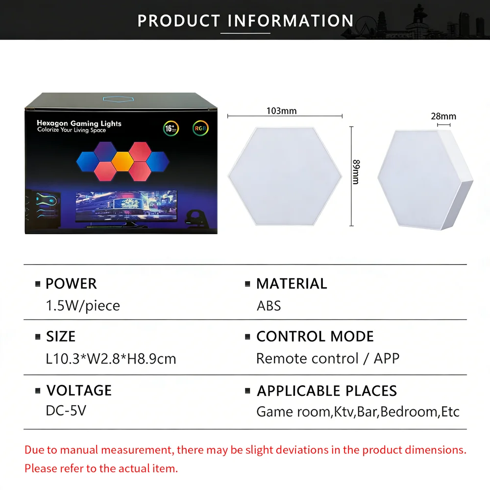 Sechseckige, verbindbare Quantum-Light Gaming Smart Sound Reactive Honeycomb RGB LED-Wandleuchte für den Innenbereich mit Farbwechsel MAX