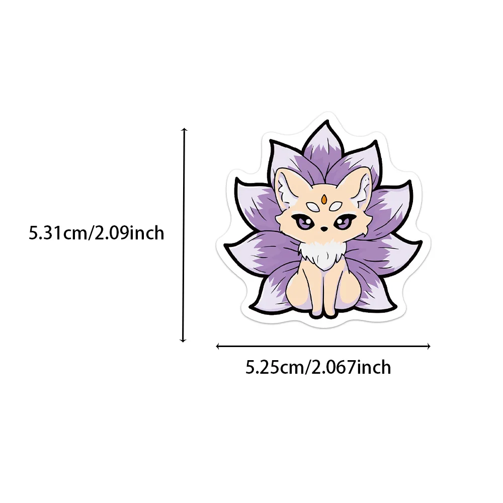 50 Pezzi Adesivi Decorativi con Volpe a Nove Code, per Chitarra, Laptop, Valigie, Cover per Telefono, Impermeabili