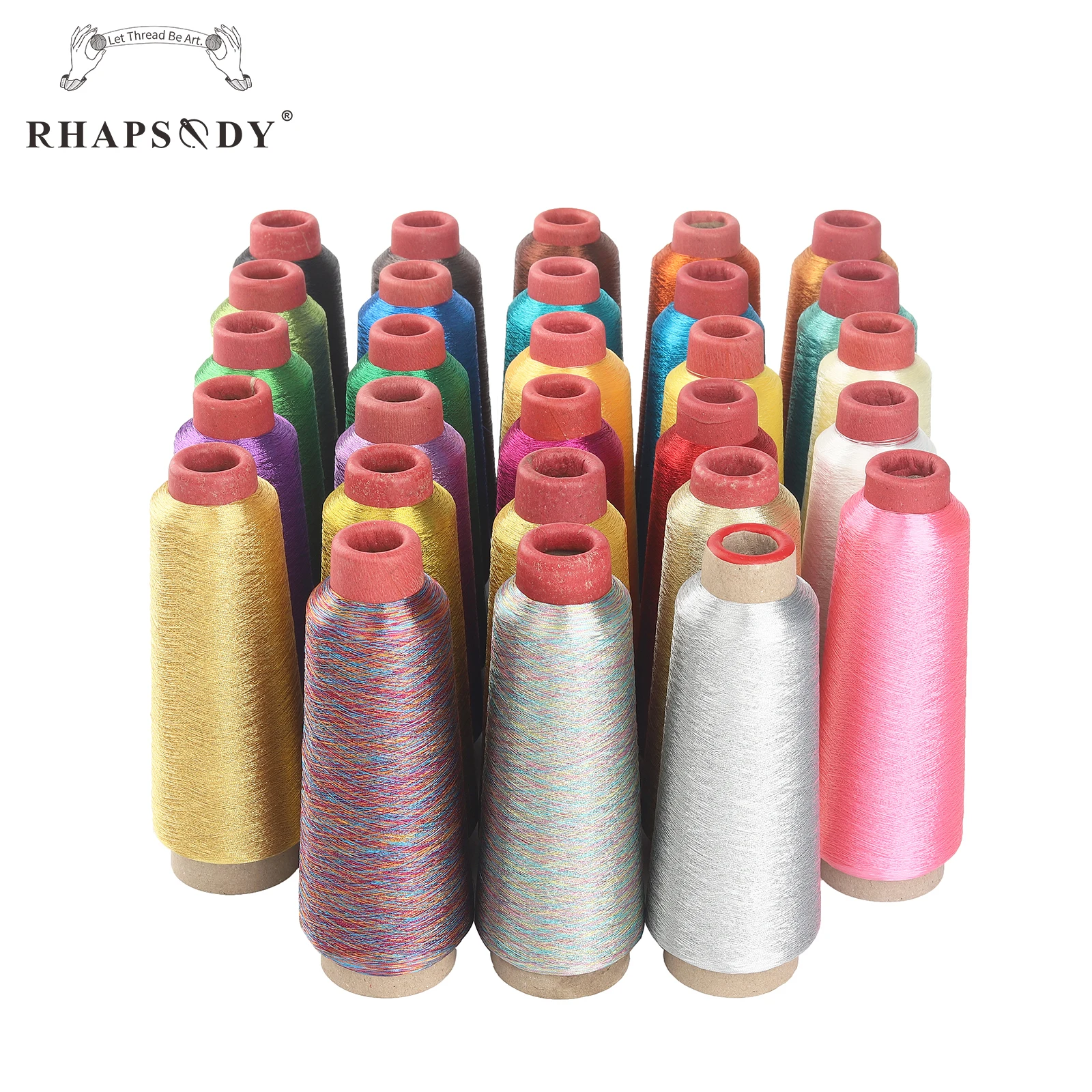 Rhapsodie 3000m pro Kegel Metallic-Faden garn 150d für computer gesteuerte Stickerei dekorative Nähen 28 glänzende und glitzernde Farben – Detail 1