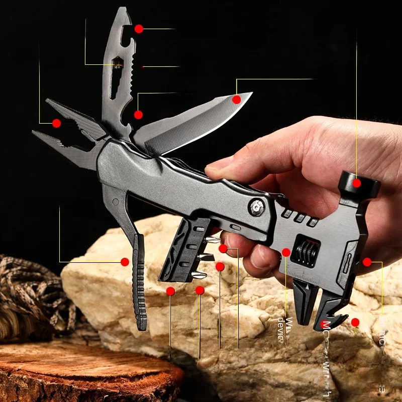 Wielofunkcyjne szczypce Multitool Claw Hammer Narzędzie ze stali nierdzewnej z nylonową osłoną do przetrwania na świeżym powietrzu Camping Polowanie Piesze wycieczki — zdjęcie 2