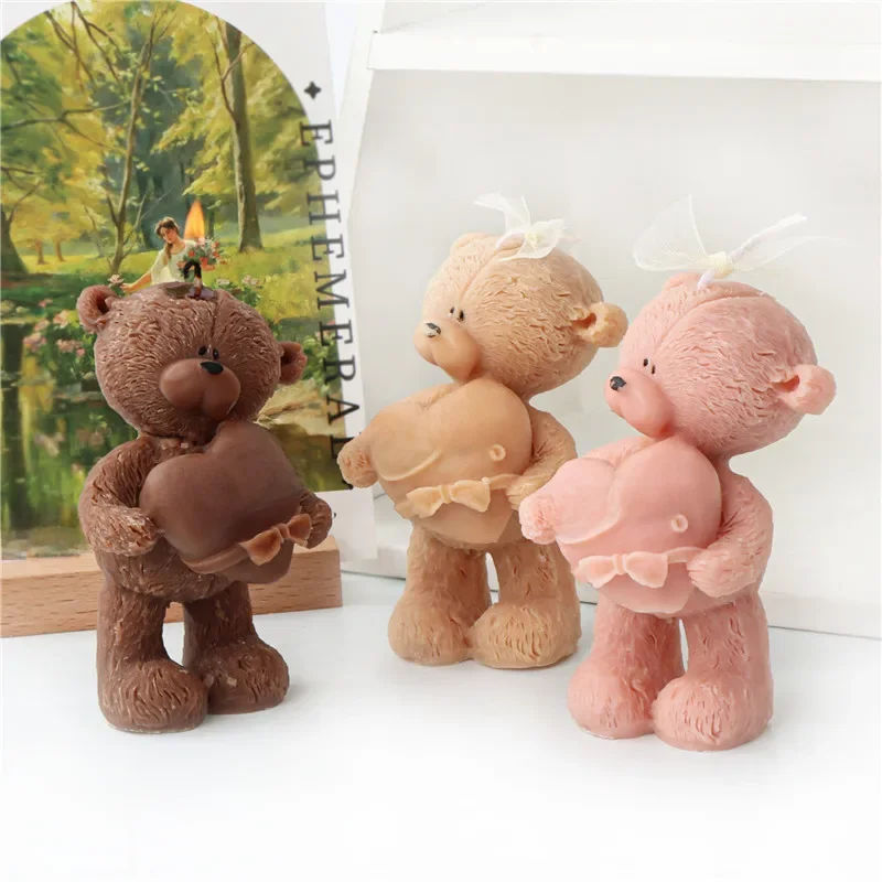 3D Cute Teddy Bear Candle Mold Mold DIY Animal Gypsum Epoxy Resin Handmade Soap Animal Mould Holiday Party Gifts Home Decor — zdjęcie 2