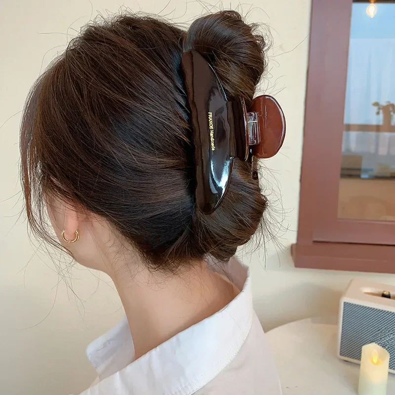 UXSL Retro Wysokiej jakości octanowe spinki do włosów Duże spinki do włosów dla kobiet Elegancka spinka do włosów Shark Clip Lady Leopard Spinki do włosów Nakrycie głowy — zdjęcie 2