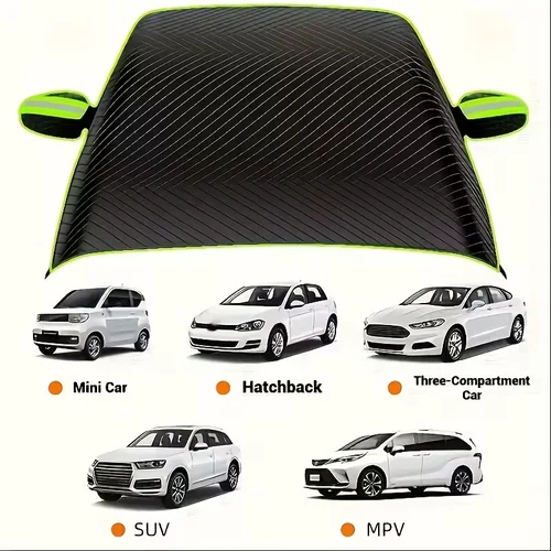Imagen 2 del producto Adecuado para todos los modelos de automóviles: cubierta duradera para parabrisas de tela Oxford, con protección UV y función de protector contra la nieve, fácil de instalar y duradero, garantiza una conducción segura en invierno, diseño flexible para lidiar con condiciones heladas en carretera, materiales de alta calidad, accesorios para el invierno