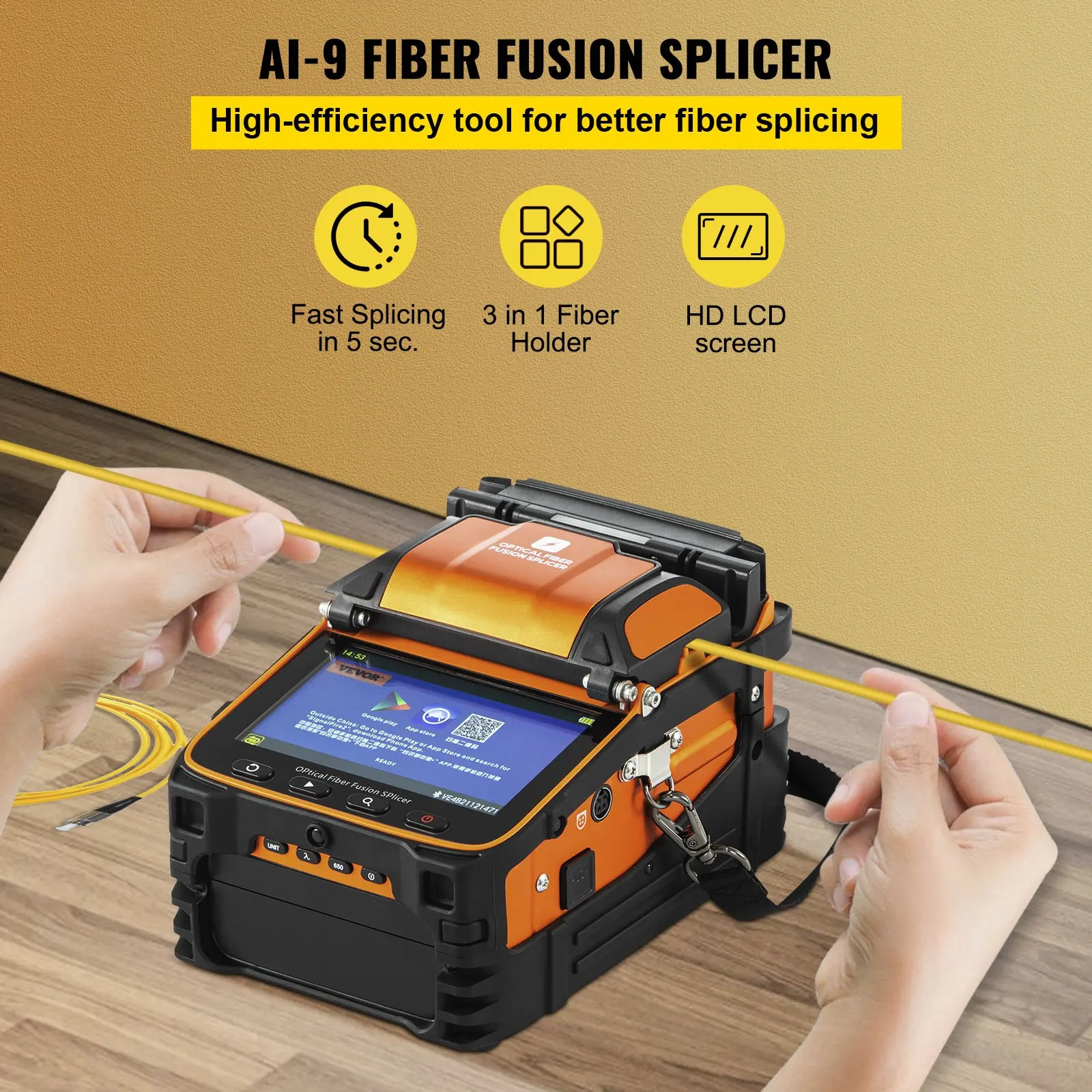 Original signalfire AI-9 Fusion splicer Machine SM & MM VFL OPM 5S Splicing Machine 6 motors fiber welder machine free shipping