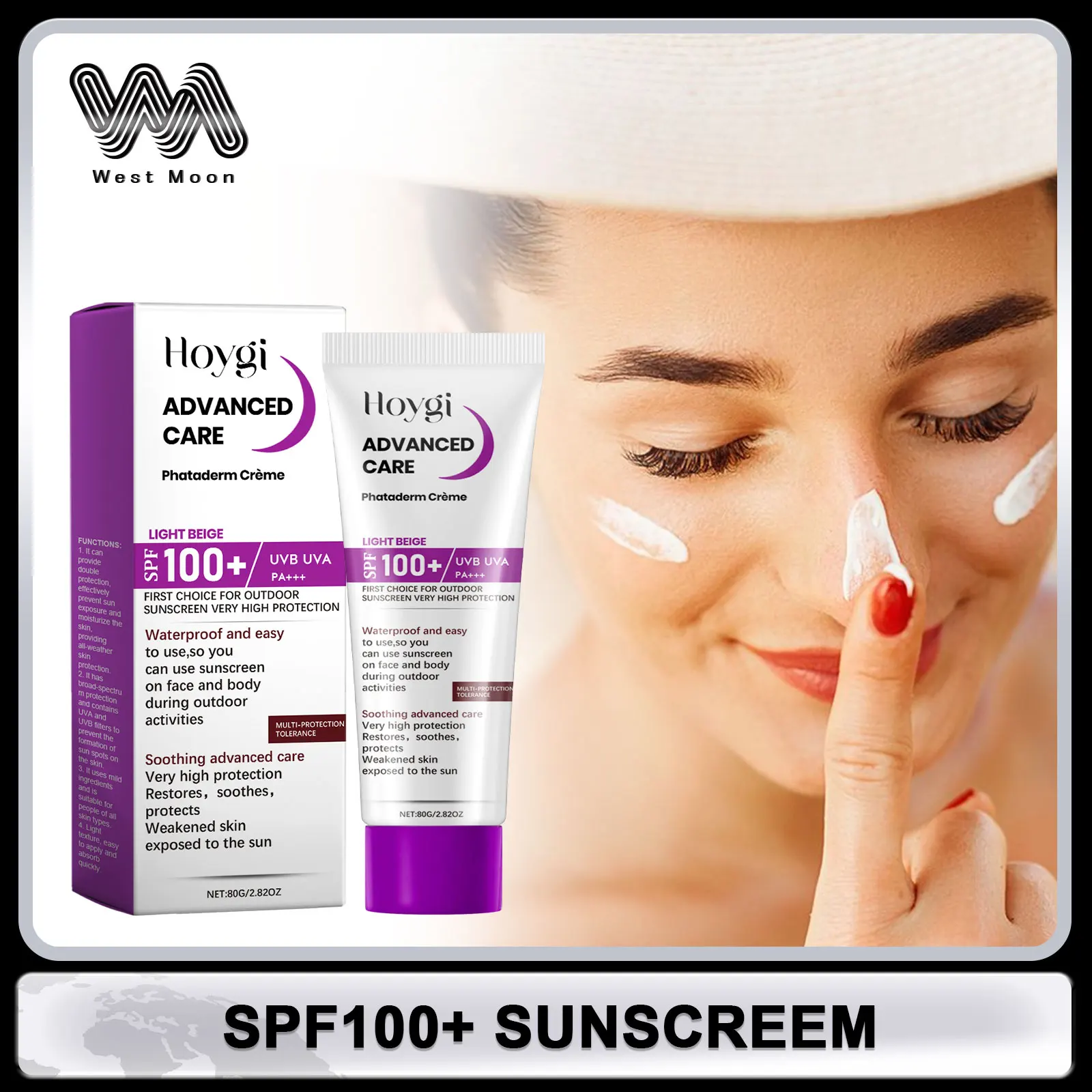 Spf100+ Face Cream For Sunburn Cream UV Protection Waterproof Bleach Body Moisturizer Skin Brightning Refreshing Sunblock Cream