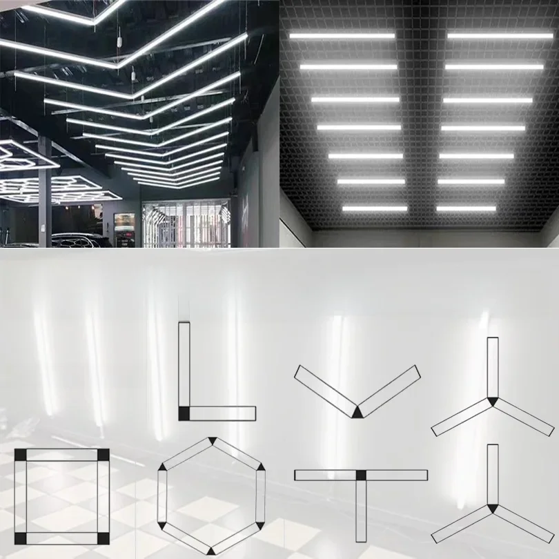 Hexagon LED-verlichting voor DIY Garage Barbecue Winkel Kapperszaak Gym Bar Auto Showroom 4S Workshop Plafondlamp Honingraat Buis - afbeelding 2