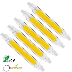 5Pcs Dimmable R7s COB LED Bulbs Ceramic Glass Tube Light 78mm 118mm 7W 12W 15W 25W Halogen Replacement Spotlight Floodlight Lamp