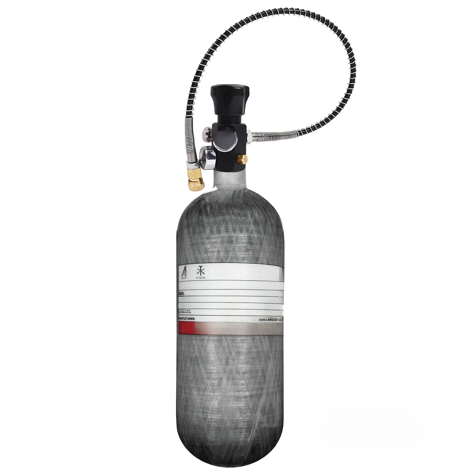 TUXING 300Bar 2L cylindre en Fiber de carbone avec valve de jauge de régulateur 4500psi Station de remplissage haute pression réservoir plongée sous-marine M18 * 1.5