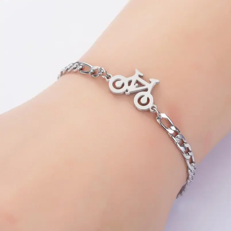 AliExpress oly2u Personality Unique Bicycle Bracelets & Bangles for Women Stainless Steel Adjustable Chain Charm