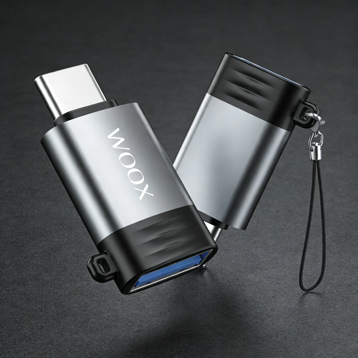 WOOX Adaptador USB F Macho a Tipo C Hembra , Adaptador OTG C Compatible con MacBook Pro, Pad, 17 Pro MAX y Más Dispositivos Tipo C, Thunderbolt 3 4, Gris