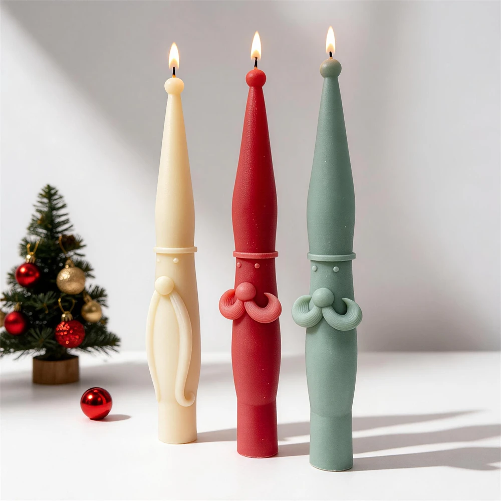 Image of Weihnachtsmann-Säulenkerzenform, Sojawachs-Säulen-Silikonform, Kriss Kringle-Silikonform für Weihnachtskunst-Skulpturen