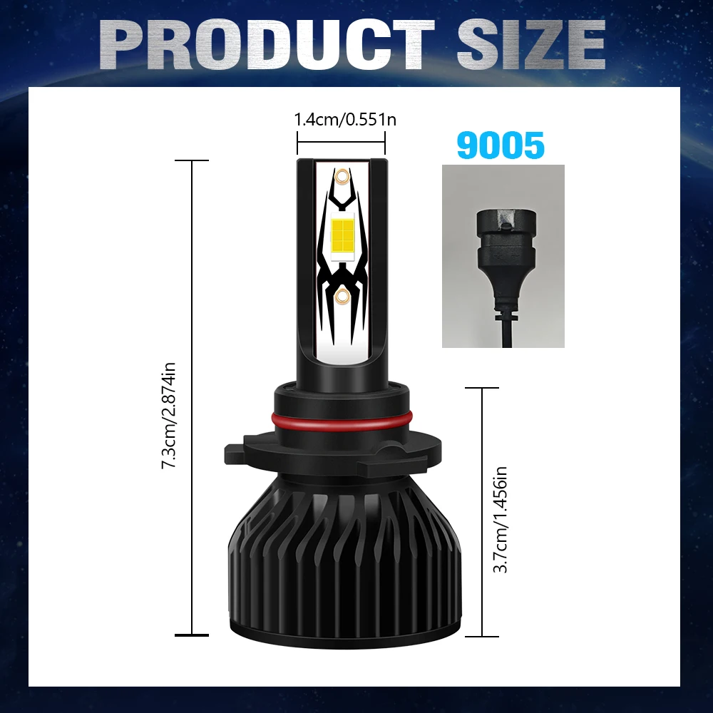 

9005 9006 LED Headlights Canbus Led 3570 CSP LED Headlights Built in Drive Mini Headlamp Universal For DC12V Cars 6000k white