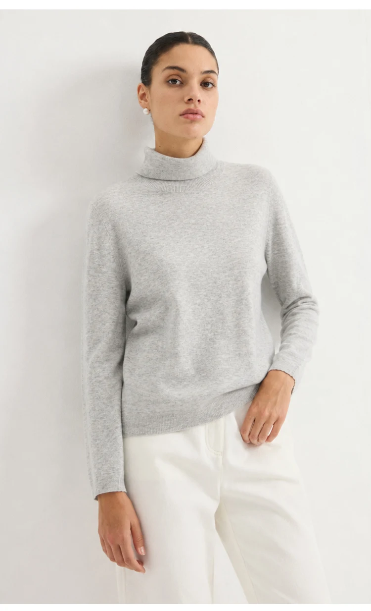 MZ62020 Damen Rollkragenpullover aus Kaschmir-Modal-Mischung, Langarm, Weiche Textur, Oberteil für Herbst und Winter, Ideal für den Alltag und zum Schichten. – Detail 7