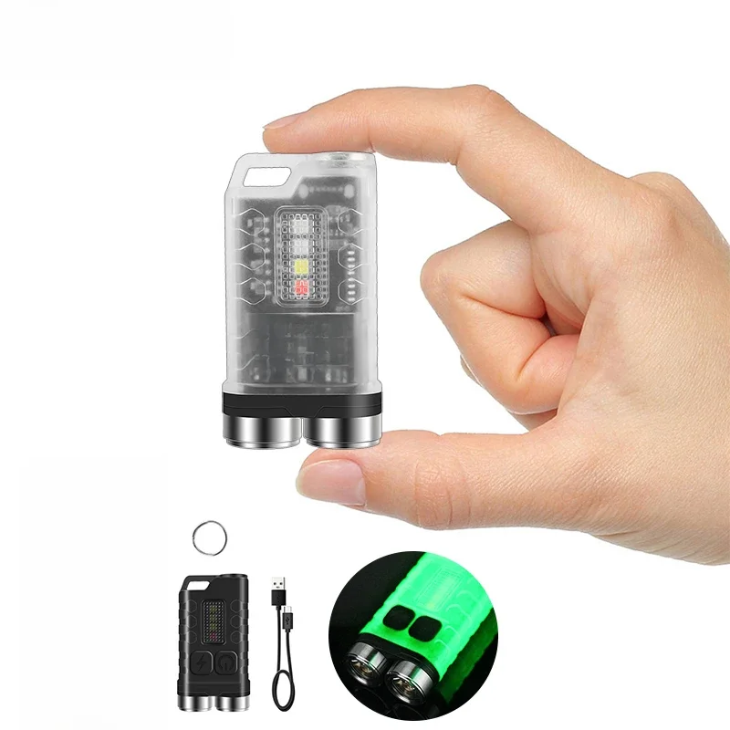 V3 EDC latarka brelok do kluczy z latarką 900 lumenów ręczny przenośny Super jasny TYPE-C Port ładowania USB praca awaryjna światło kempingowe — 2