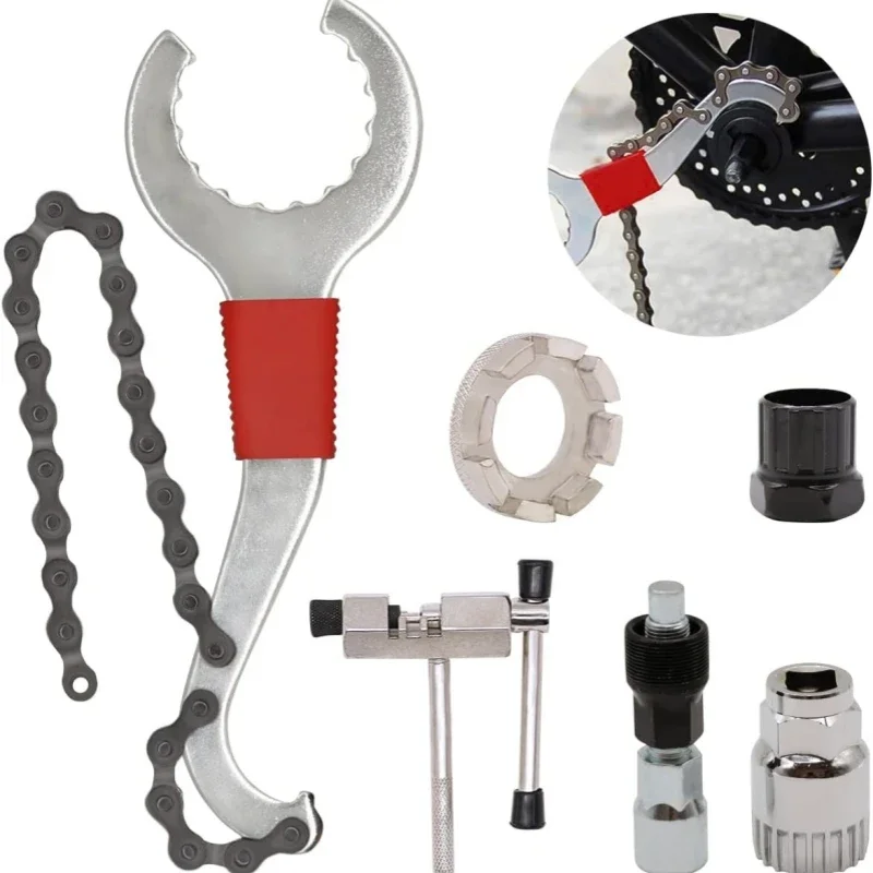 AliExpress NONE Bike Tool Kit 6 Pcs Professional Bicycle Repair Tools for Mountain Bike with 3-in-1 Cassette Remover Wrench Chain Breaker