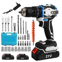 Cordless Impact Drill Driver Adjustable Speed & Torque 25+1 Settings LED Light  Multi-Function Electric Screwdriver 1/2 Battery