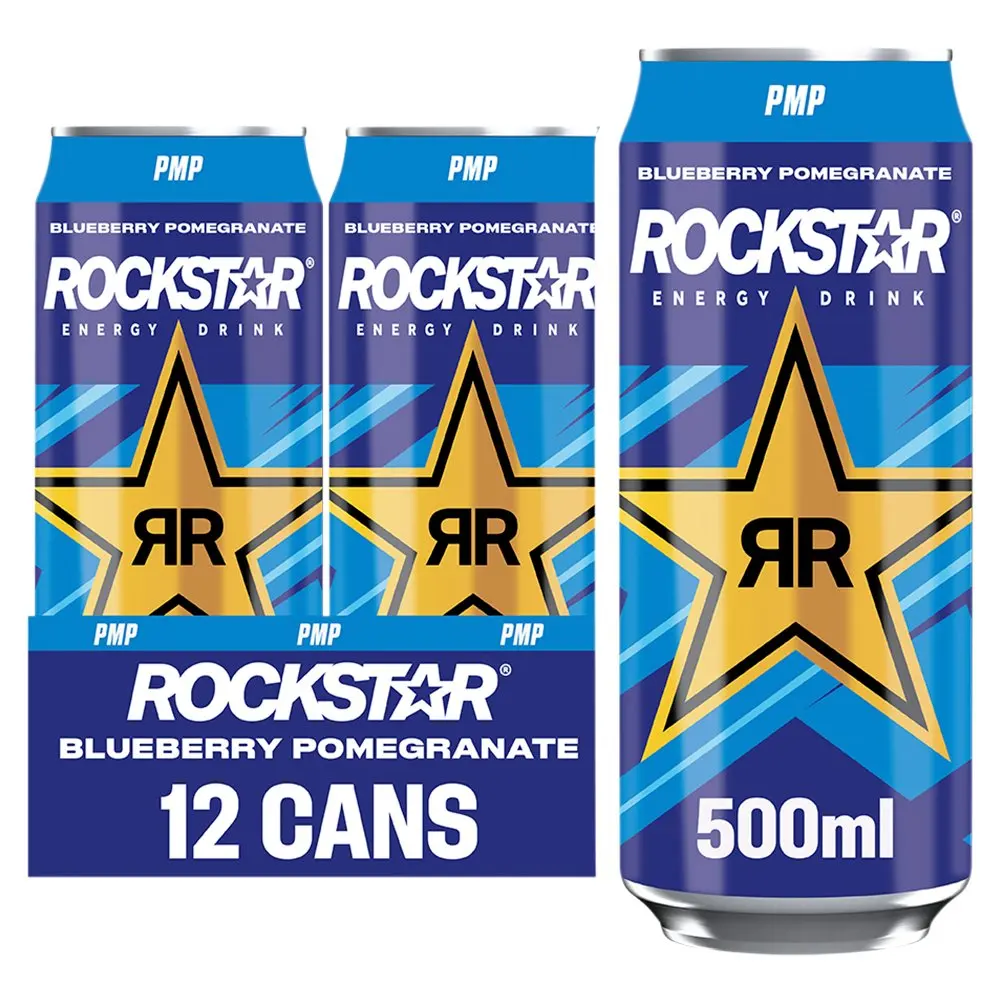 Rockstar Energy Drink Xdurance Blueberry Pomegranate Pack of 12 x 500ml