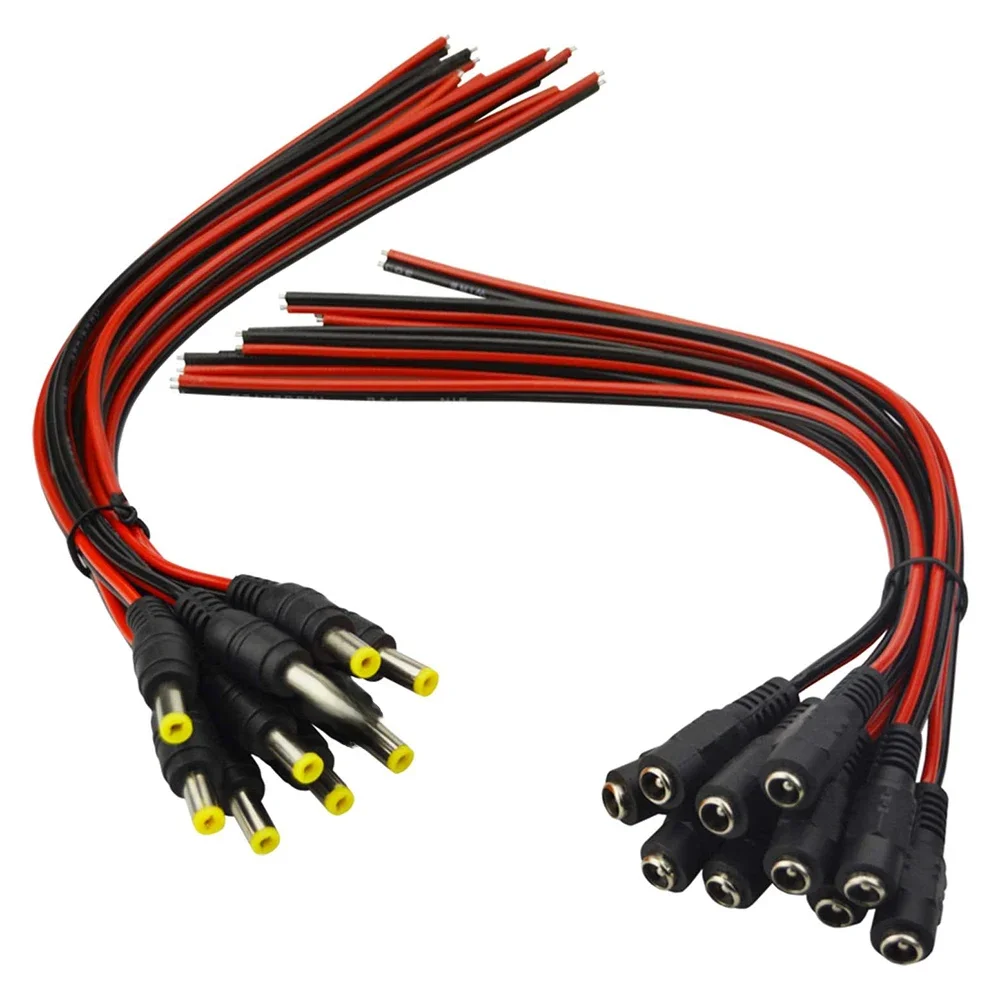 5 szt. 10 szt. 5,5 x 2,1 mm męski wtyk żeński 12 V DC Kabel pigtailowy Jack do kamery CCTV Przedłużenie ogona 24 V DC Przewód — zdjęcie 2