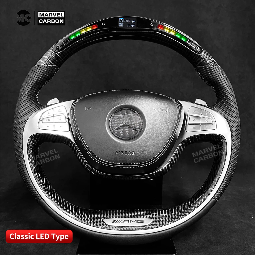 100% REAL CARBON FIBER STEERING WHEEL COMPATIBLE WITH w221