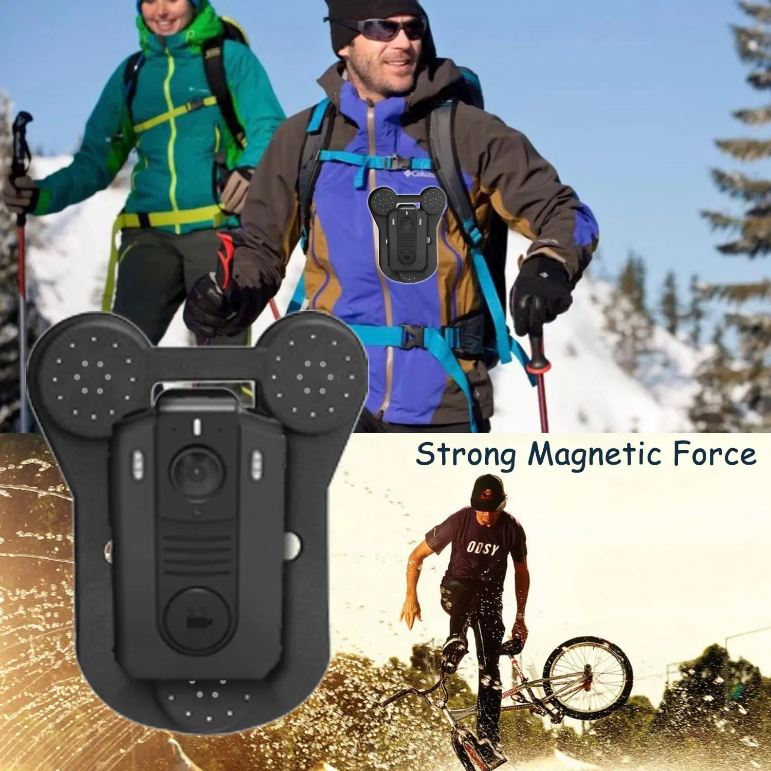 Body Camera Magnetic Mount Black Silicone Strong Suction Worn Clip Stick to Clothes Suitable to All Universal Brand