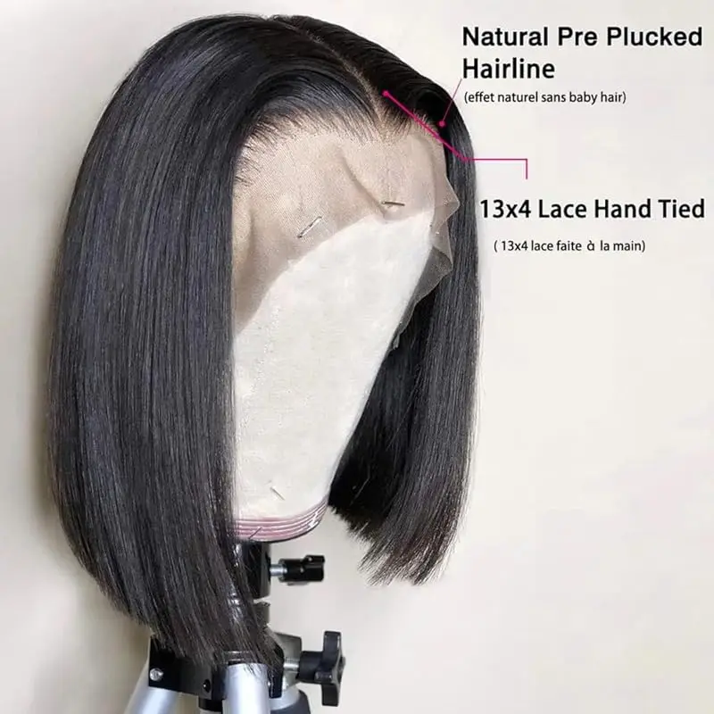 Wig Bob pendek 13x4 wig depan renda transparan Frontal rambut manusia sebelum dipetik wig rambut Virgin Brasil untuk wanita dengan kepadatan 200