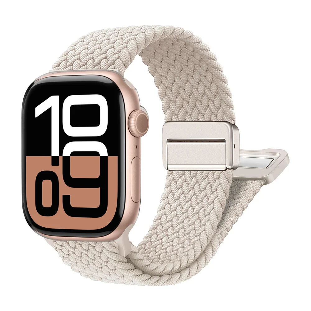 Nylon Strap For Apple Watch Band Ultra 44mm 40mm 45mm 49mm 41mm 44 mm magnetic buckle Braided Bracelet iWatch series 10 9 se 7 8 image 2