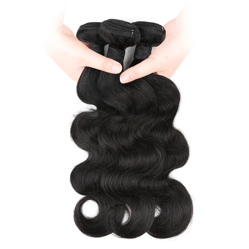 Aircabin Body Wave Bundles With Closure Remy Human Hair Weave Bundles 100% Real Hair Extension 3/4 Bundles With 4x4 Lace Closure