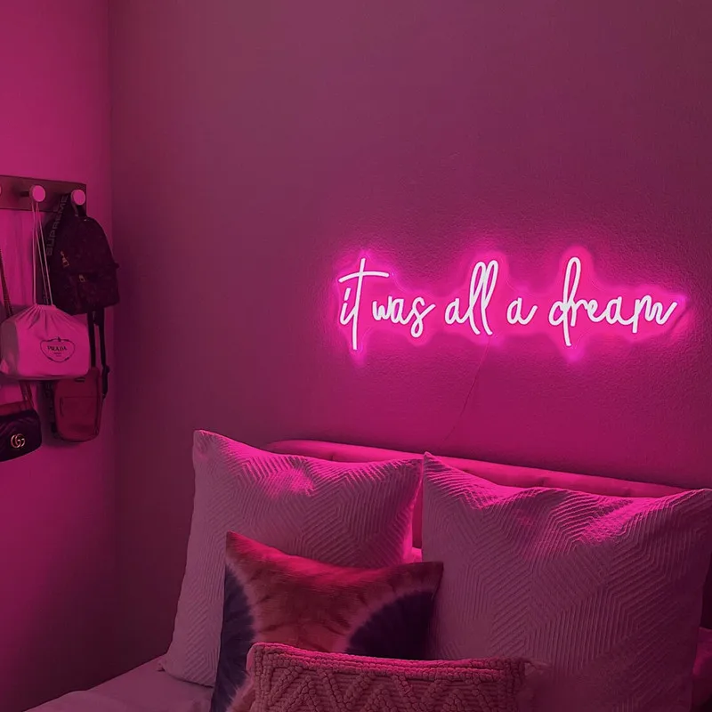 

It Was All a Dream neon sign, Handmade Neon light art for room decor, Bedroom decoration neon sign, custom colour led neon light