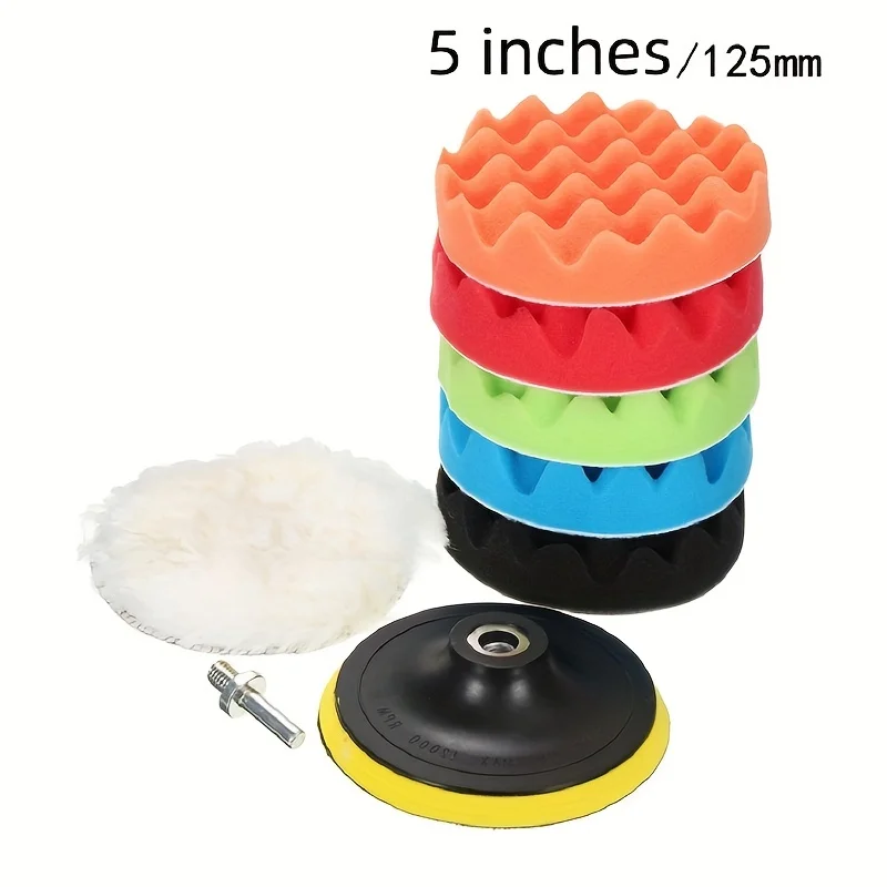 3/4/5inch CarPolishing Disc 8Pcs/Set Self-Adhesive Buffing Waxing Sponge Wool Wheel Polishing Pad For Car Polisher Drill Adapter