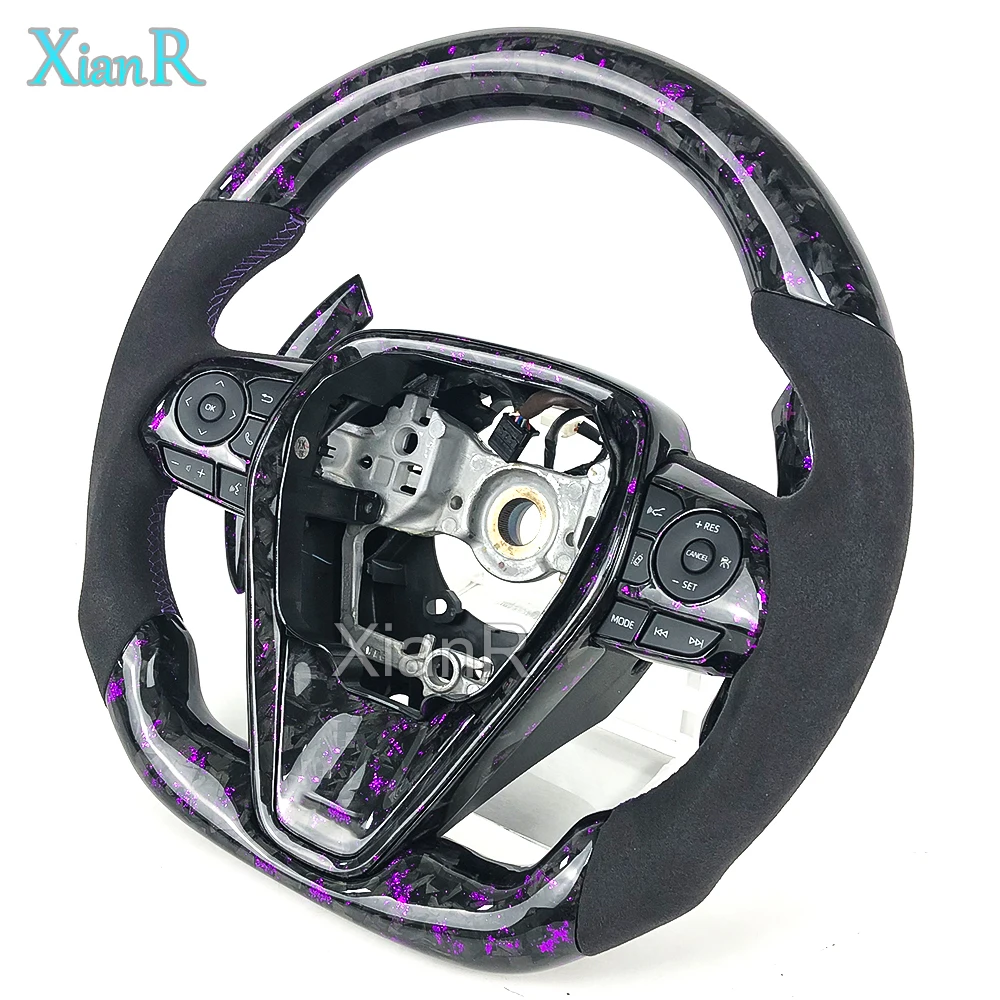 

Автомобильные аксессуары для Toyota Camry 8-го поколения, изготовленный на заказ фиолетовый кованый руль из углеродного волокна с лопастями переключения передач