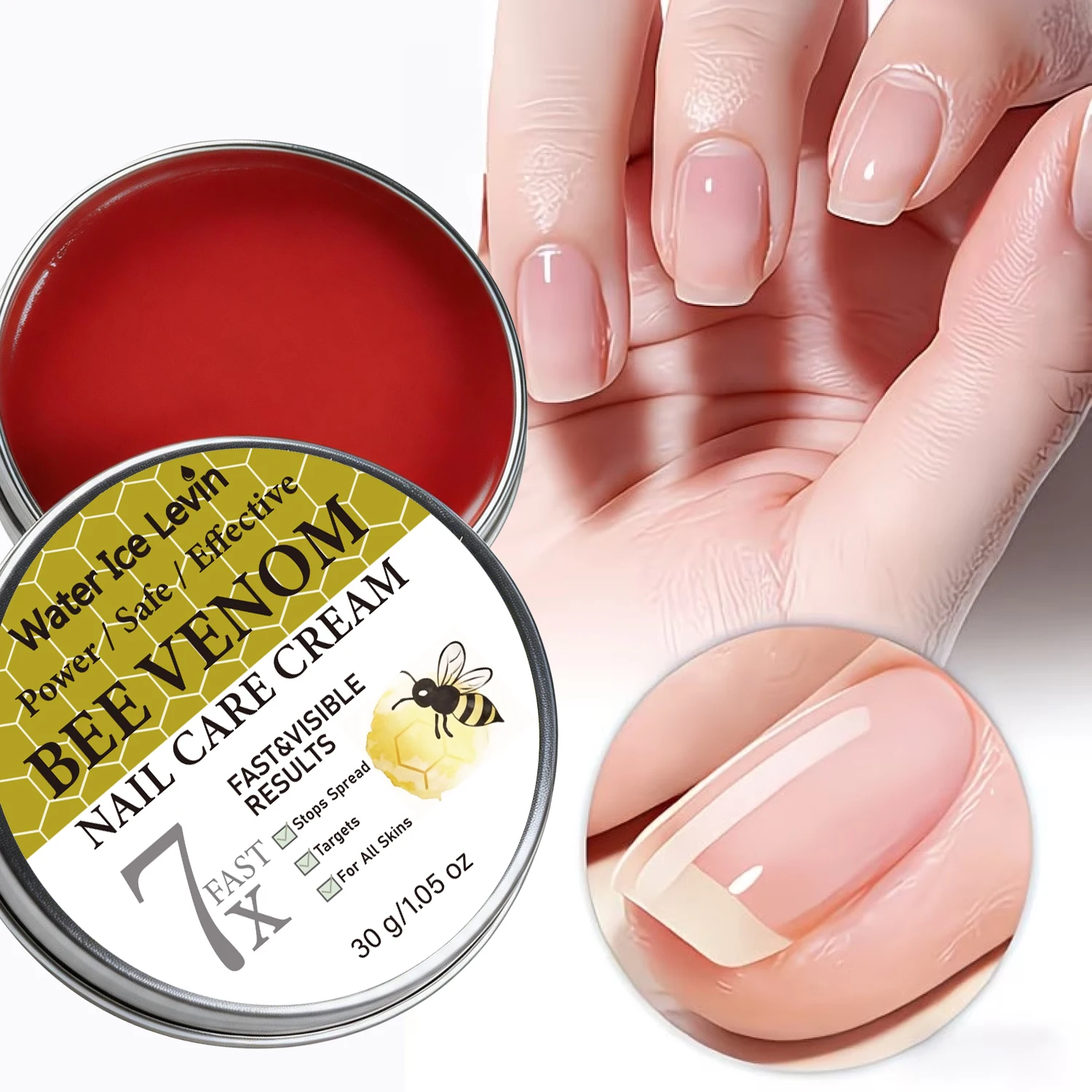 Water Ice Levin Bee Venom Nail Care Cream 30g Nourishing Moisturizing Firming Gentle Daily Nail Care Cream for All Skin Types