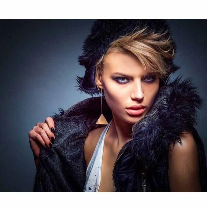 Long brass earrings Simple Brass earrings Geometric earrings Triangular brass earrings Brass hook earrings Modern brass earrings