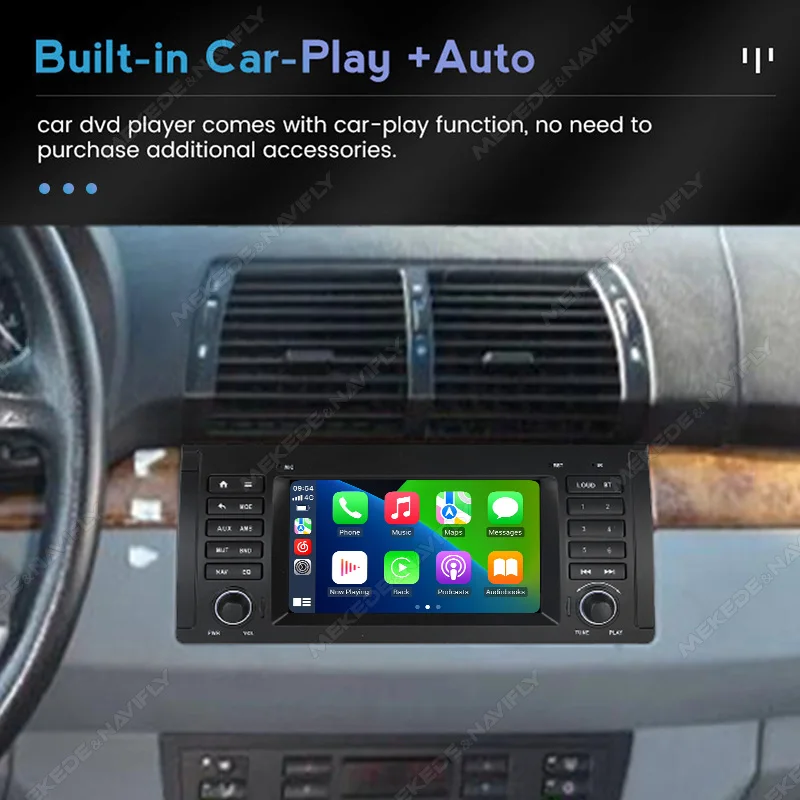 7" Wireless Carplay Android 15 Auto Screen Car Radio For BMW 5 Series E39 X5 E53 M5 E38 1999-2006 Stereo 2DIN Multimedia Player view 3