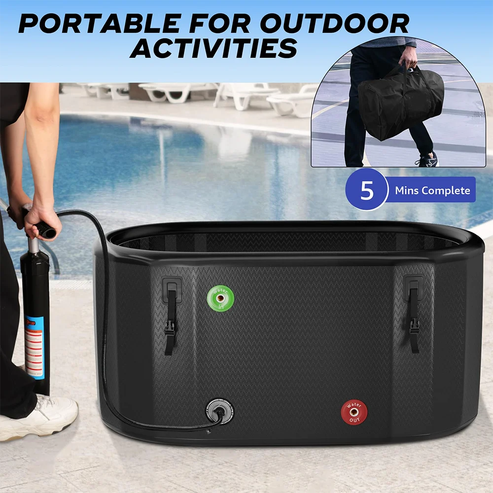 Inflatable Ice Bath Tub Portable Ice Bath Tub Large Oval Portable Cold Plunge Tub Outdoor Bathtub for Adults Recovery Athletes