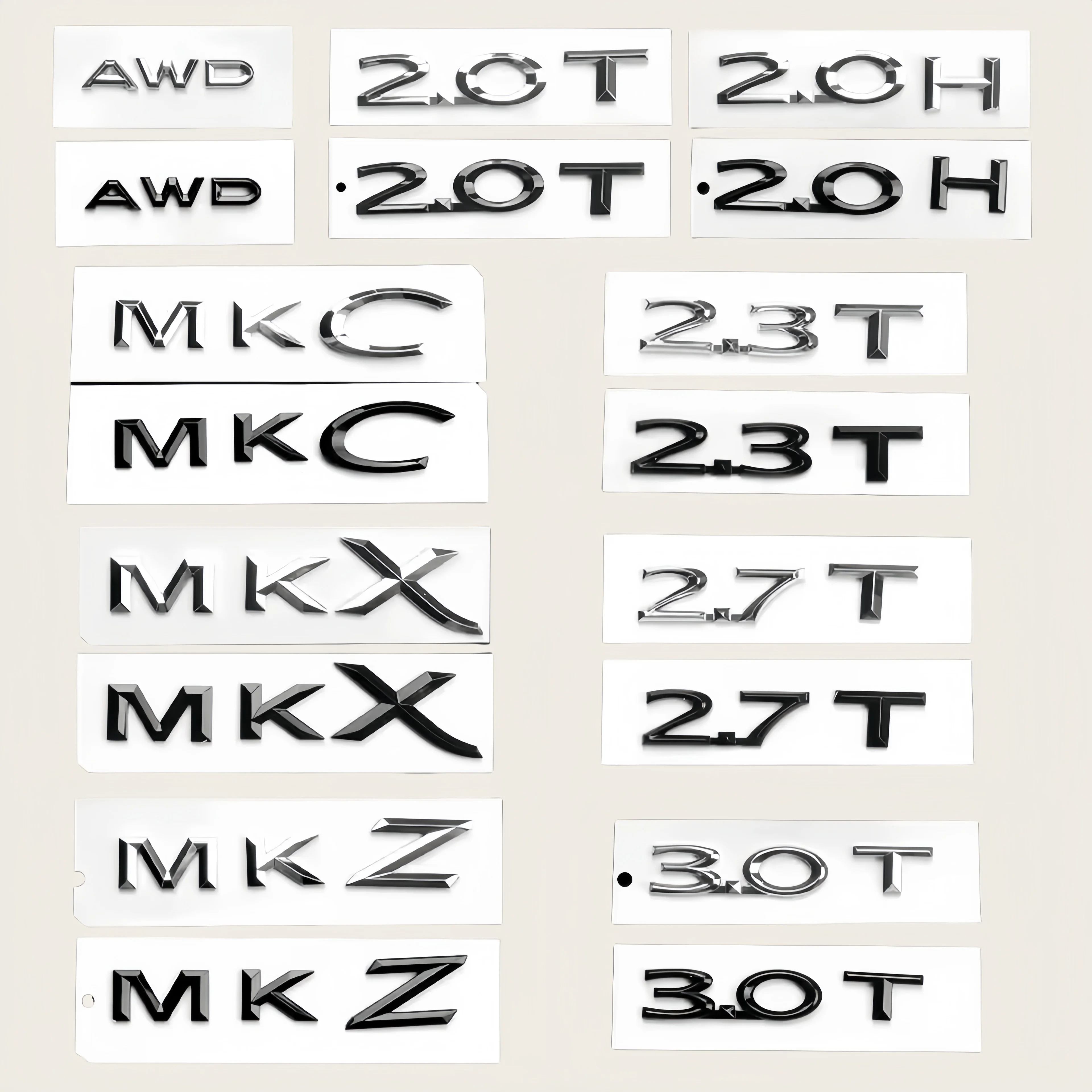 

Декоративная эмблема из ABS-пластика, черная и серебристая, для Lincoln MKC MKX MKZ AWD 2,0 T 2,0 H 2,3 T 2,7 T 3,0 T, наклейка-эмблема для багажника