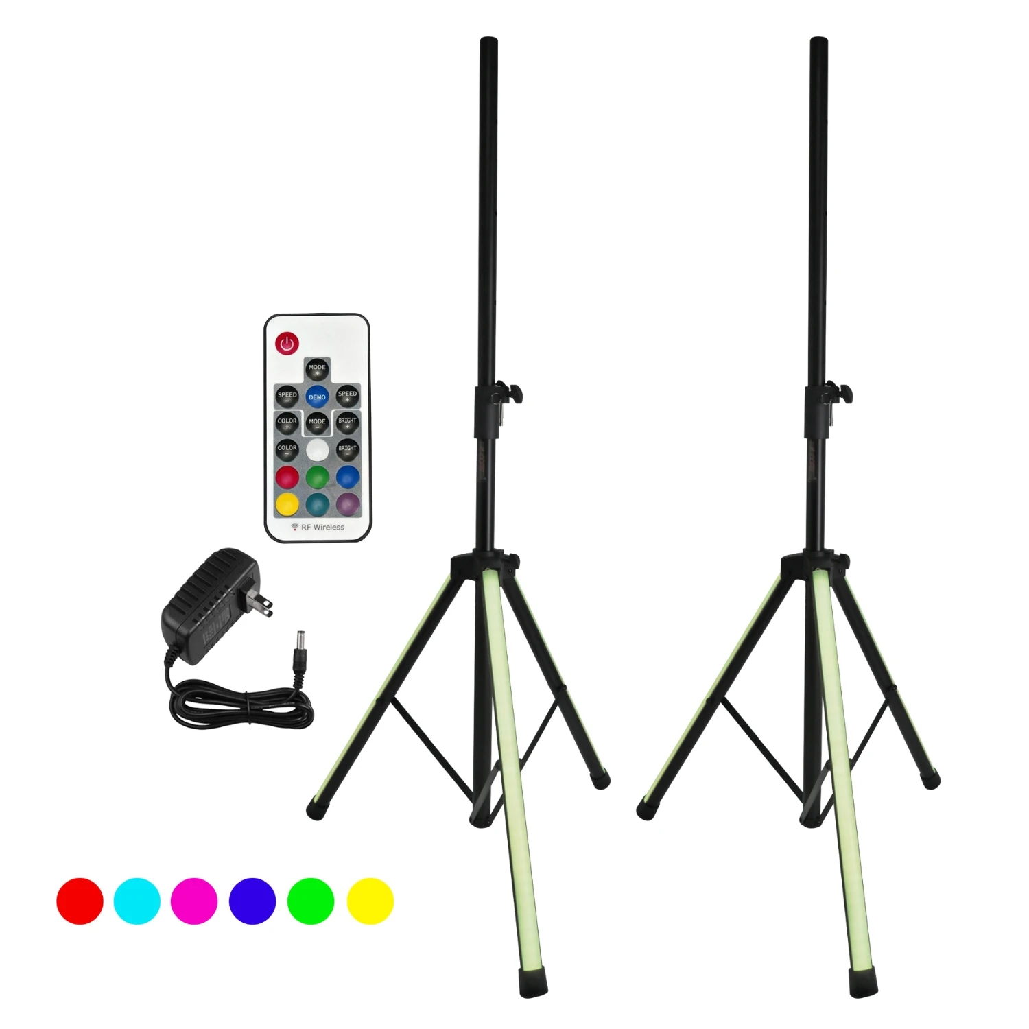

5Core Speaker Stand Tripod Pair w RGB Lights Adjustable 72 Inch DJ Studio Monitor Stands SS HD LGT 2 PCS