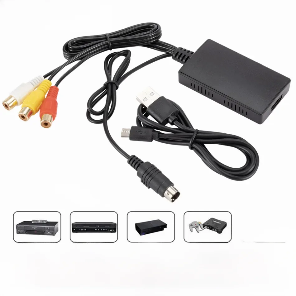 Adapter WvvMvv RCA /AV SVIDEO na HDMI kompatybilny z DVD HD TV STB kompatybilny z PS2/PS3,720P /1080P AV S-VIDEO Video Converter — zdjęcie produktu 7