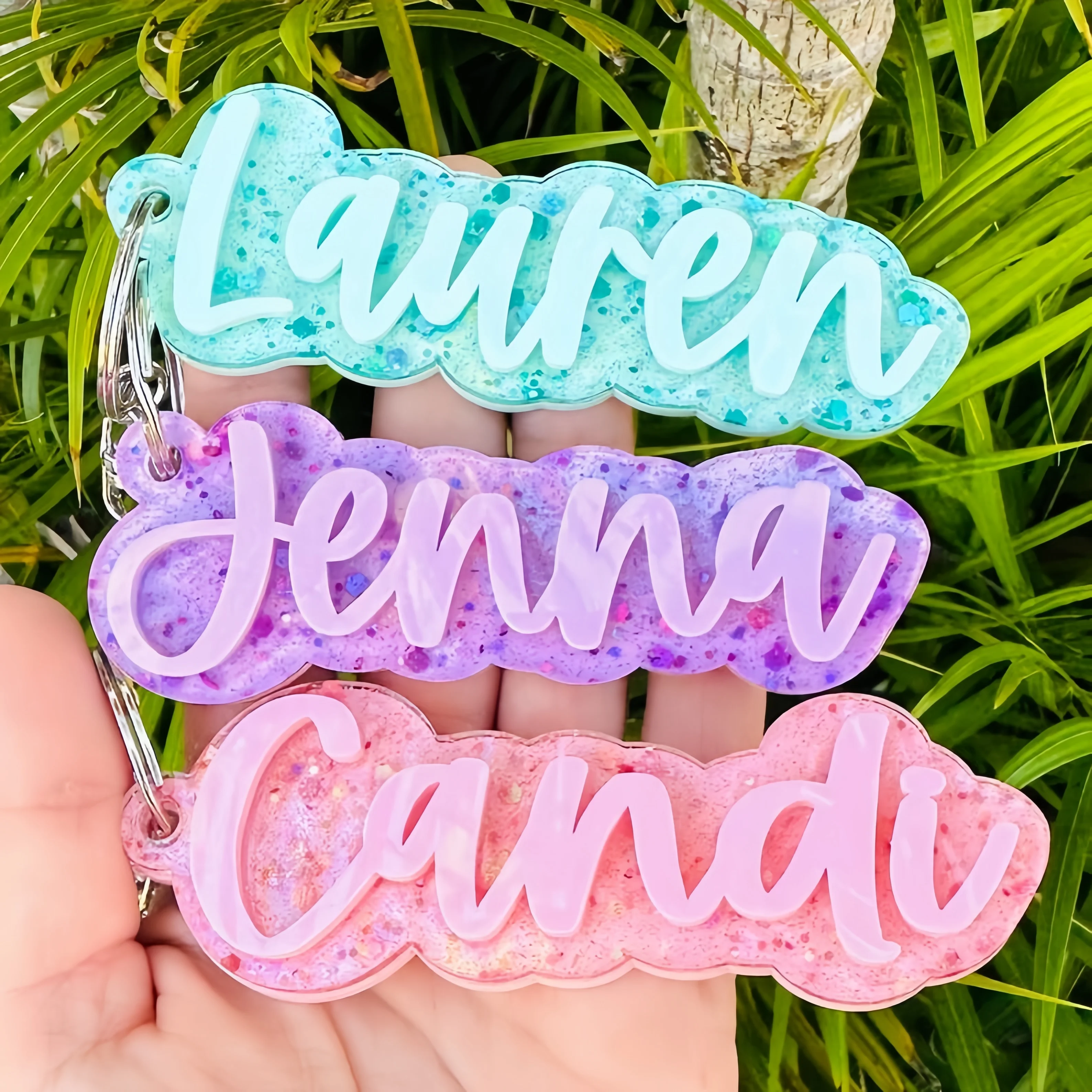 DUOYING Custom Name Keychain Acrylic Keychain Diaper Bag Tag Lunch Box Tag Backpack Name Tag