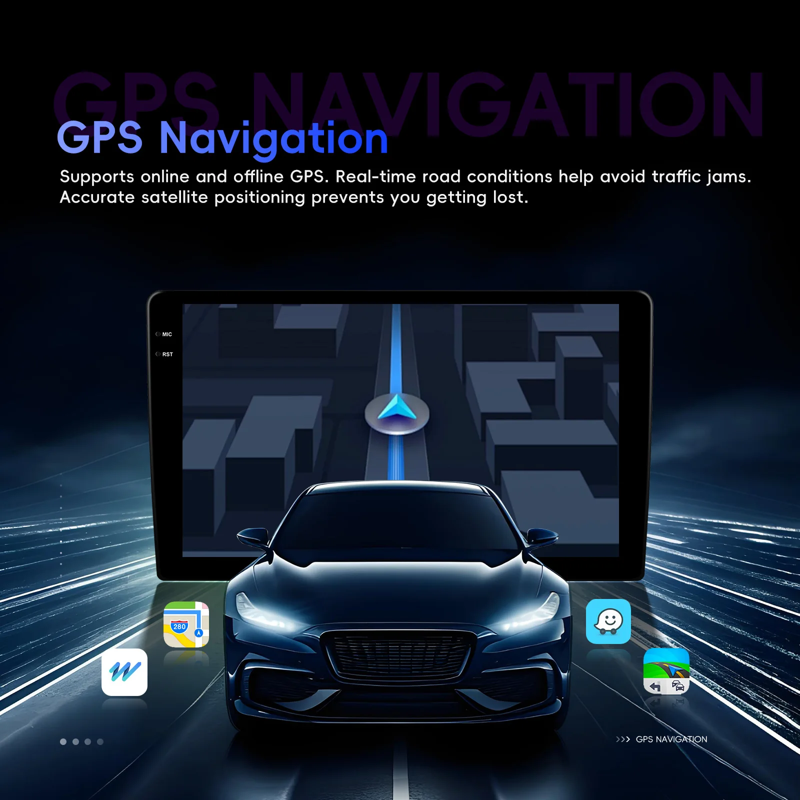 Podofo Wireless Carplay Android Auto Car Radio 4GB+64GB Stereo Multimedia Player 10 Inch GPS For Honda Fit MPV/Freed 2008-2015