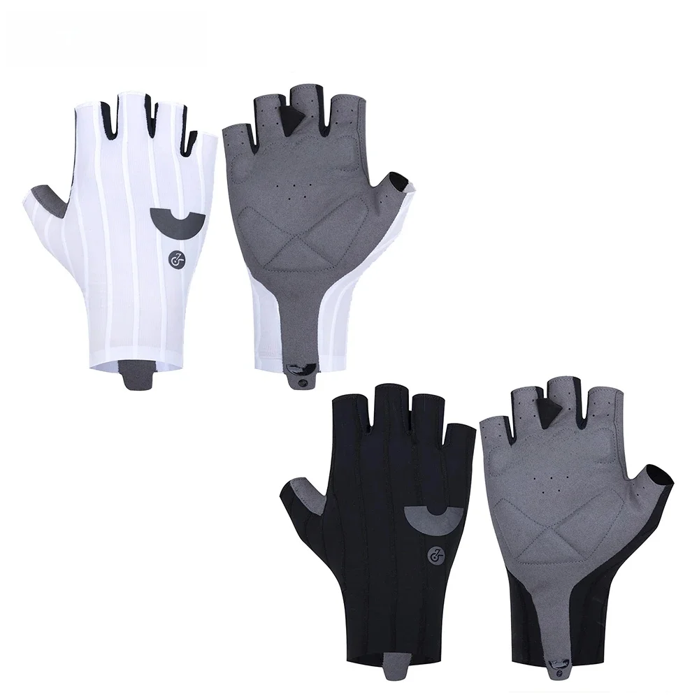 AliExpress YKYWBIKE YKYW Black White Half Finger Cycling Gloves Summer Woven Striped Bicycle Sports Gloves Shock-absorbing Road Bike MTB Gloves