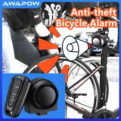 Awapow Smart Anti-theft Bike Alarm Wireless Bicycle Motorcycle Vibration Detector USB Charging Remote Control Burglar Alarm