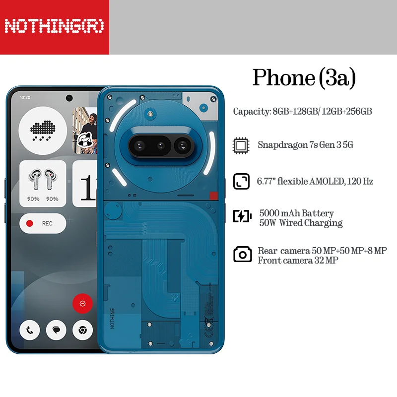 Nothing Phone (3a) (6.77"), 8GB 128GB, 12 GB, 256 GB, 50 MP, Android 15, 50W image 3