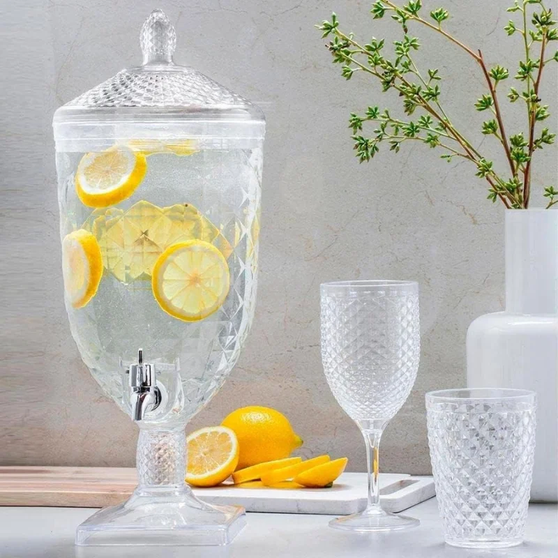 Crystal Acrylic Sucker with 5 Liters Transparent Jar Holder with Faucet